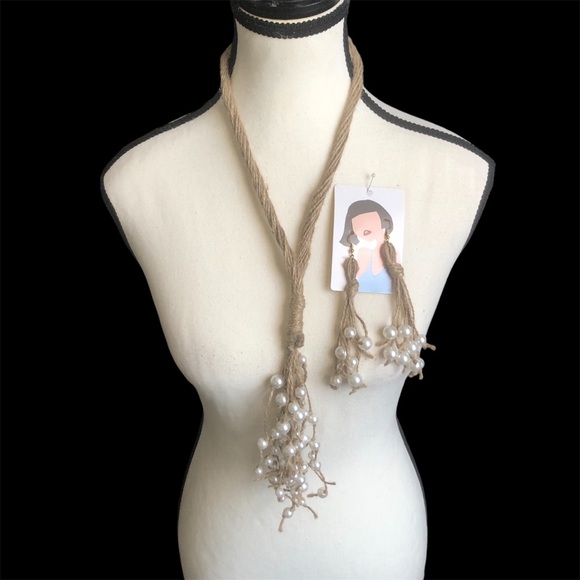 Jewelry - New Handmade Faux Pearls Jute Necklace